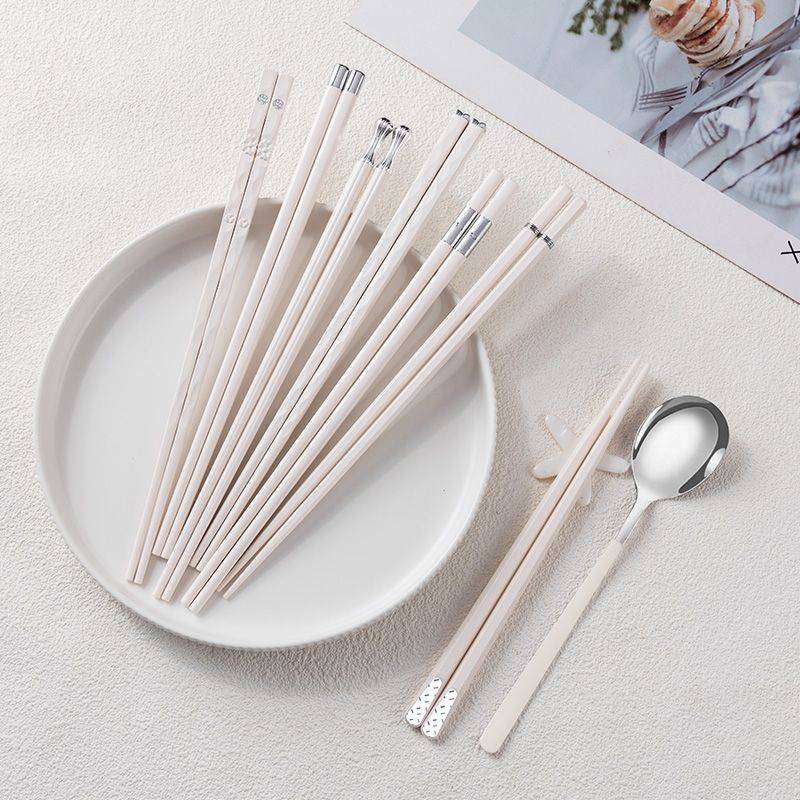 筷子家用家庭分餐合金筷子一人一筷白色亲子筷餐厨具套装2023新款