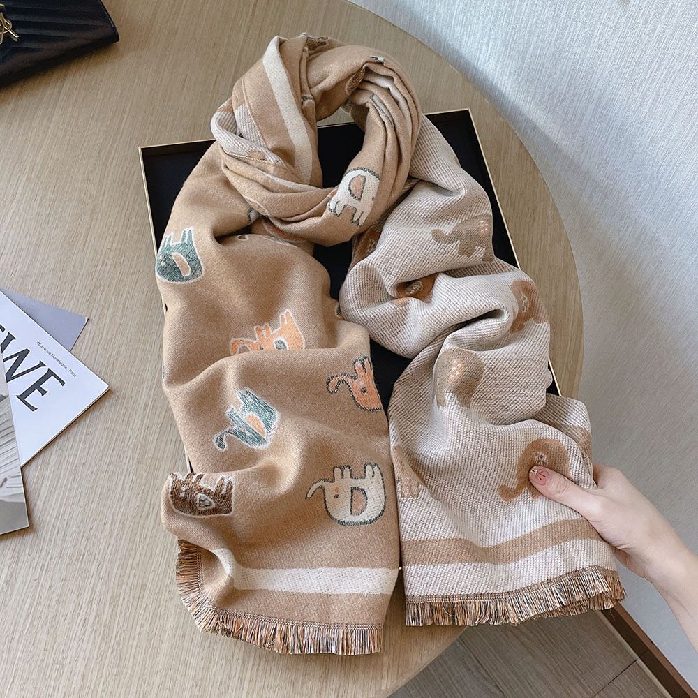 Temperamento femminile simpatico elefante finto cashmere morbido scialle invernale caldo Sciarpa coreana della marea_voghion.com