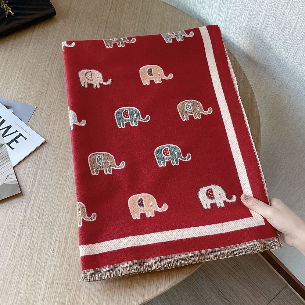 Temperamento femminile simpatico elefante finto cashmere morbido scialle invernale caldo Sciarpa coreana della marea_voghion.com