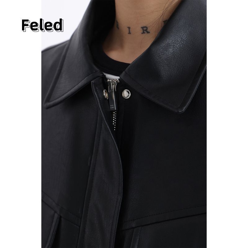 Feila Denton Maillard Motorcycle Jacket Leather Jacket for Men and Women 2023 Early Autumn New High Loose Slim Trendy Top
