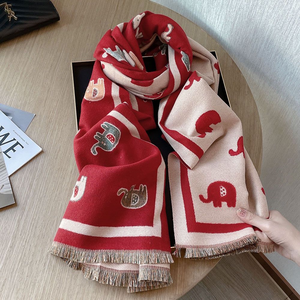 Temperamento femminile simpatico elefante finto cashmere morbido scialle invernale caldo Sciarpa coreana della marea_voghion.com