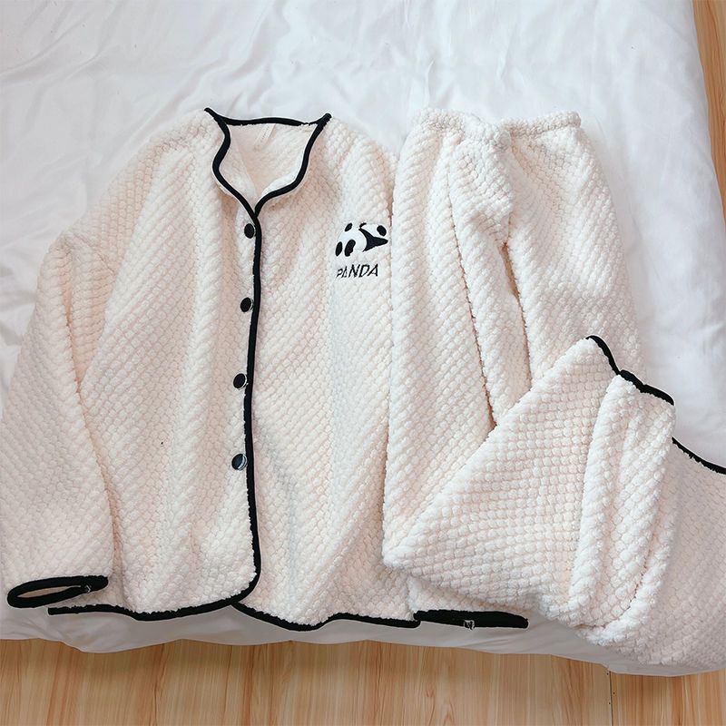 珊瑚絨睡衣女秋冬季加厚加絨學生可愛2023年新款法蘭絨家居服套裝