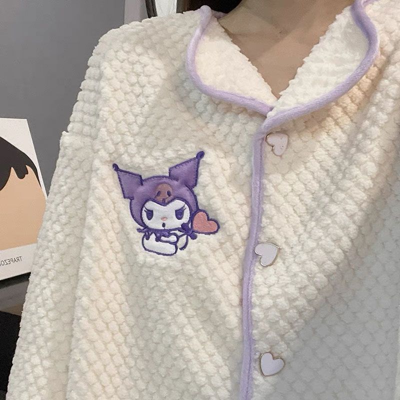 珊瑚絨睡衣女秋冬季加厚加絨學生可愛2023年新款法蘭絨家居服套裝
