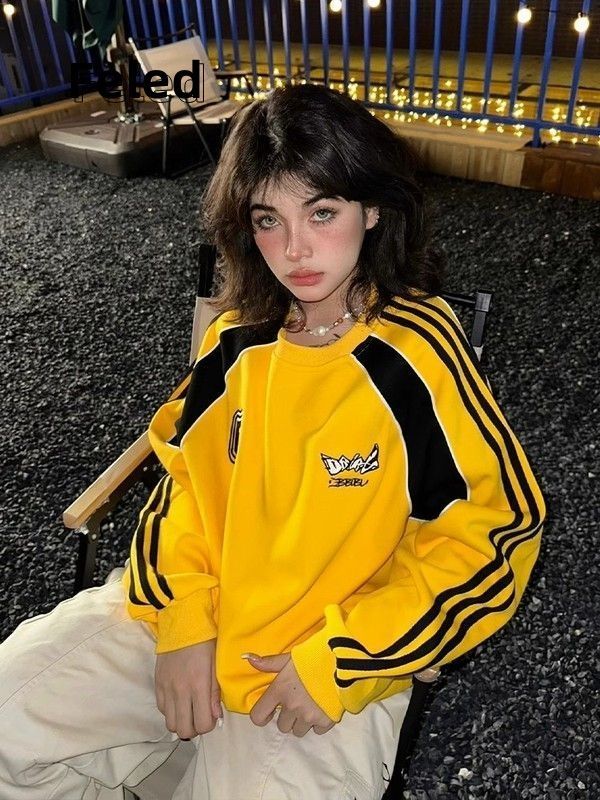 飛拉丹頓寬鬆圓領薄款衛衣男女春秋oversize設計感美式復古長上衣