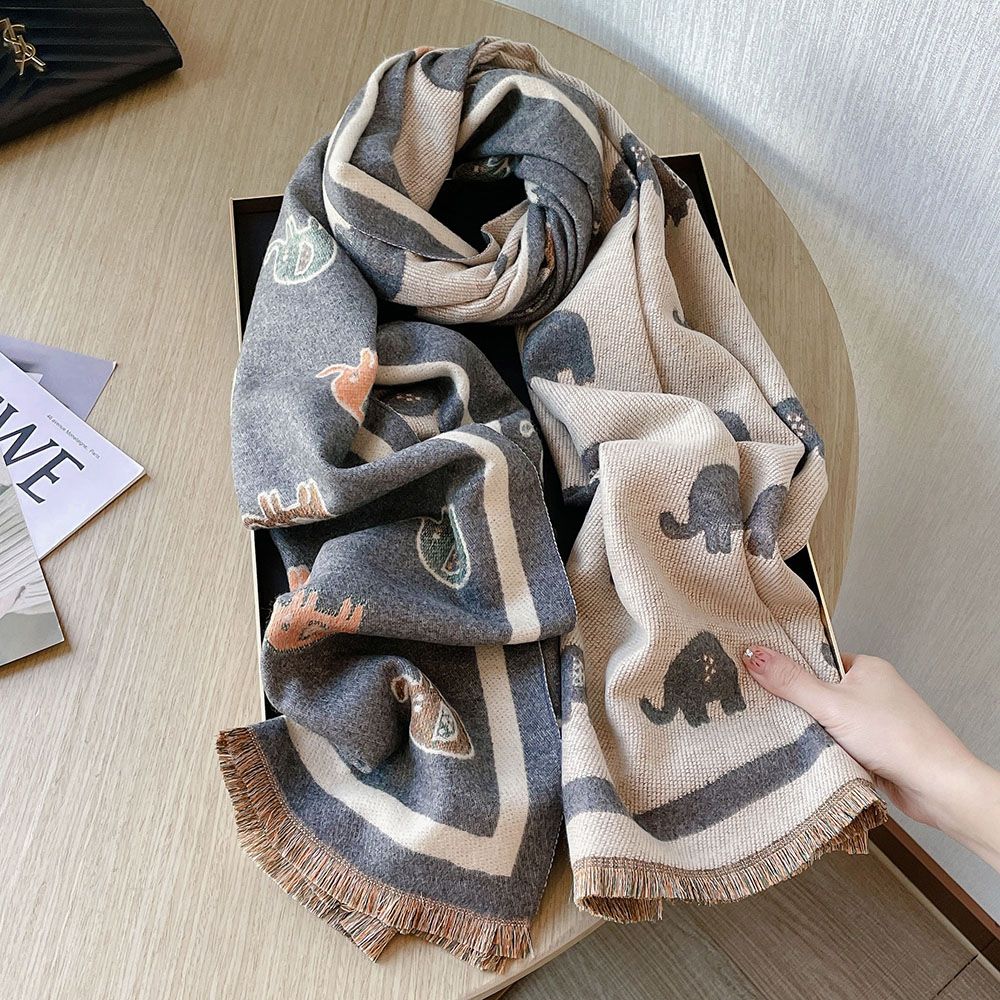 Temperamento femminile simpatico elefante finto cashmere morbido scialle invernale caldo Sciarpa coreana della marea_voghion.com