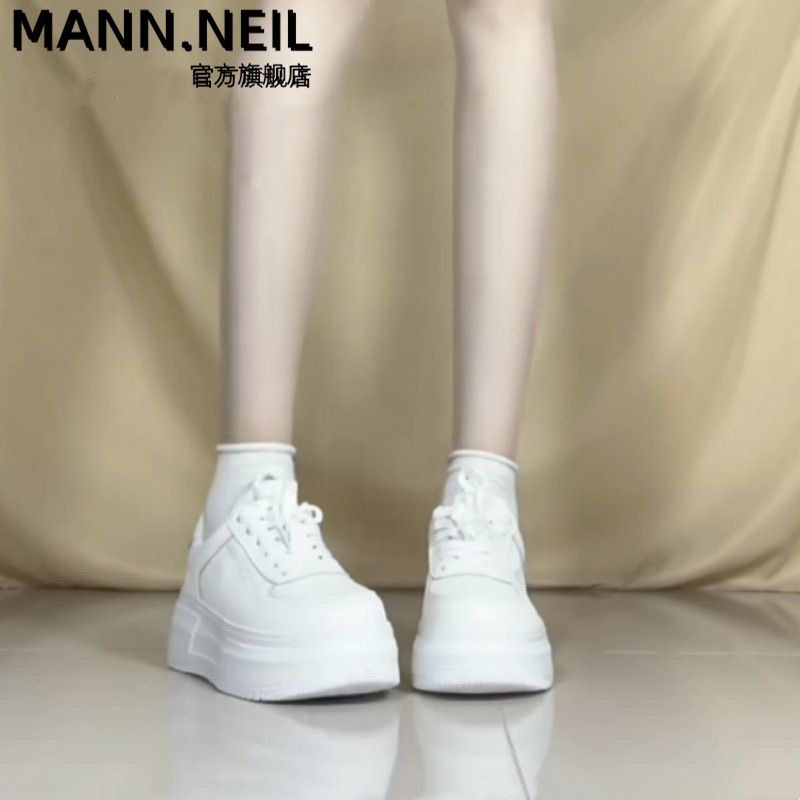 Mann Neil百搭軟底時尚小白鞋女2023秋款超火舒適顯腳小運動板鞋