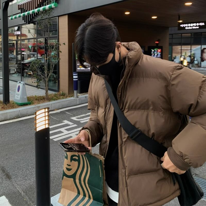 美式短款棉服男款冬季潮牌高級感情侶冬裝外套oversize麵包服棉衣
