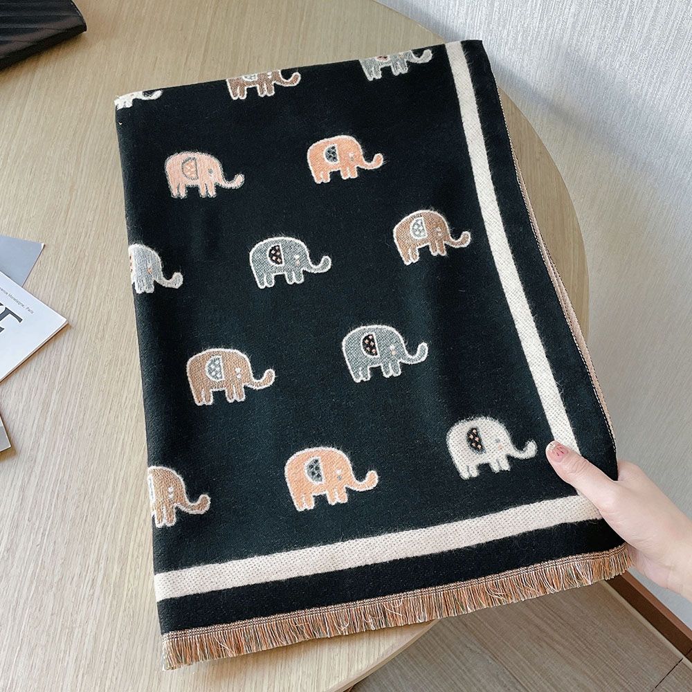 Temperamento femminile simpatico elefante finto cashmere morbido scialle invernale caldo Sciarpa coreana della marea_voghion.com