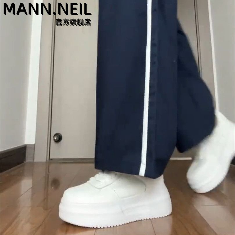 Mann Neil顯高厚底鞋純白小白鞋女2023秋款厚底百搭ins運動休閒鞋