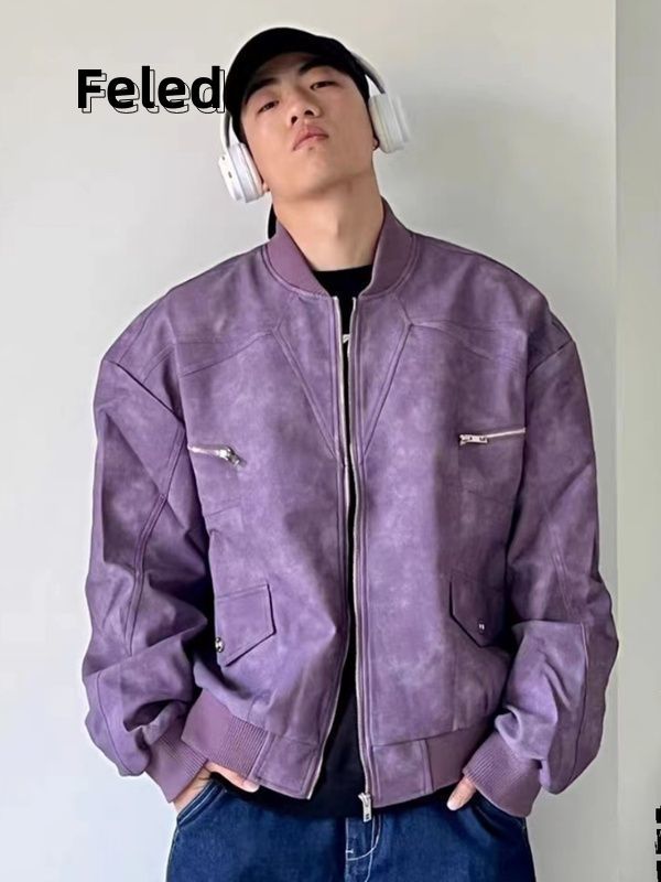 Feira Denton American retro high street autumn high-end motorcycle jacket men's and women's baseball uniform fashion short jacket