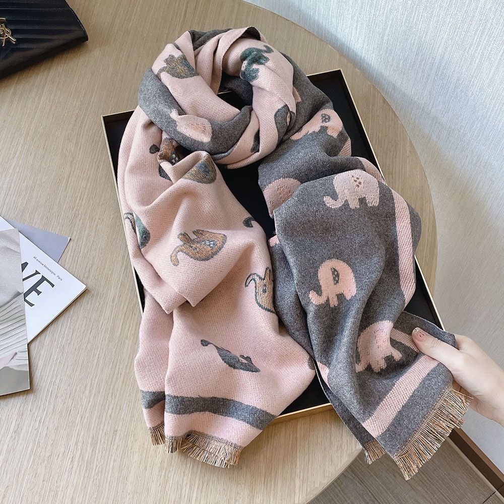 Temperamento femminile simpatico elefante finto cashmere morbido scialle invernale caldo Sciarpa coreana della marea_voghion.com