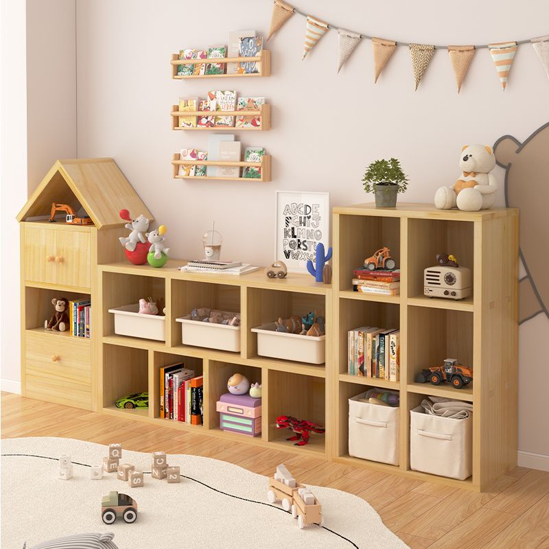 儿童书柜实木书架置物架落地客厅自由组合格子柜靠墙收纳储物柜子