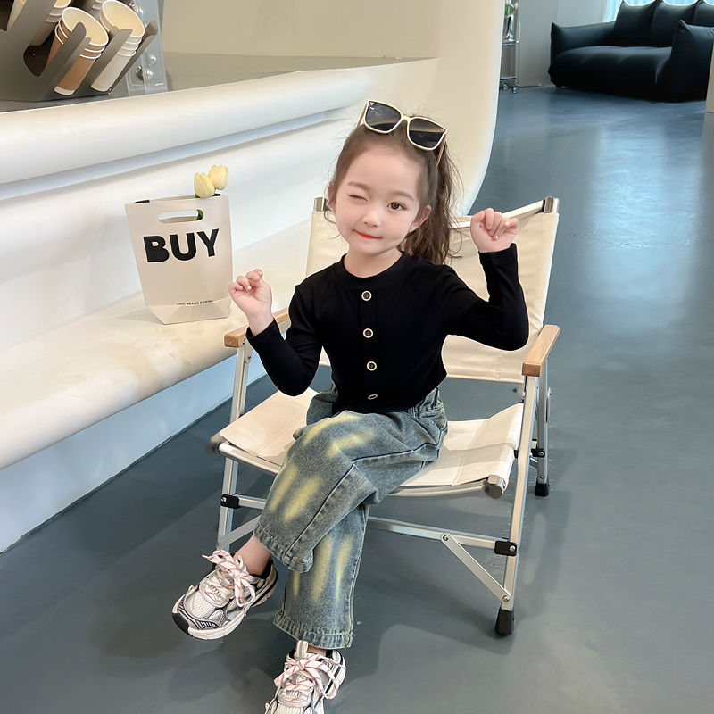 女童套裝秋裝2023新款洋氣韓版衣服兒童春秋款小童休閒時髦兩件套