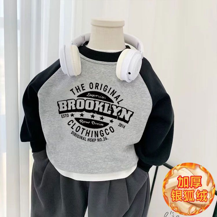 Boys sweatshirt 2023 autumn new letter children's spring and autumn tops baby girl casual round neck pullover trendy