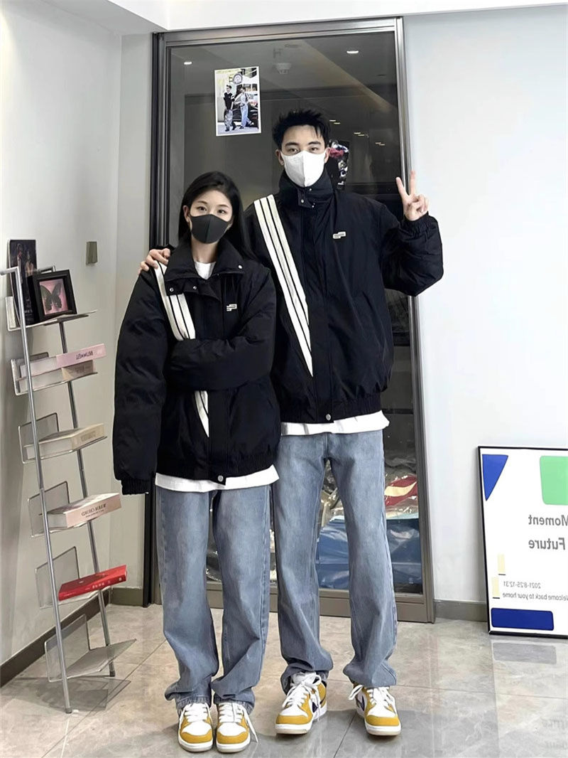 2023字母刺繡三條槓情侶外套女外衣寬鬆衝鋒衣上衣百搭痞帥棒球服