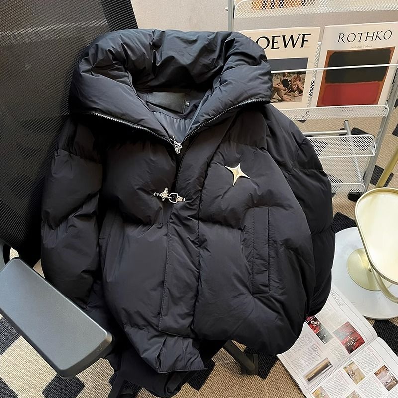 2023不規則結構設計感棉服外套男女冬季ins寬鬆高級立領短款棉衣