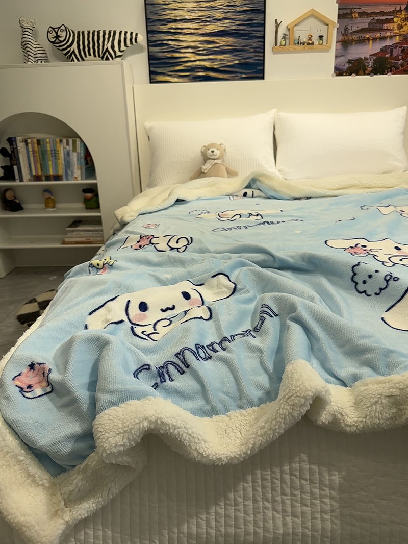 可爱奶油玉桂狗羊羔绒毛毯加厚冬季盖毯办公室牛奶珊瑚绒沙发毯子