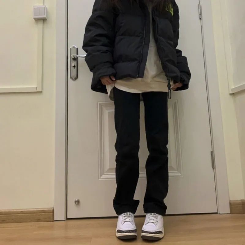 美式高街復古直筒修身牛仔褲女春秋小眾高腰顯瘦百搭加長版拖地褲