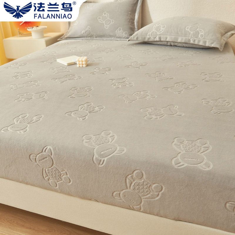 速暖牛奶绒床笠冬款单件加绒加厚床罩珊瑚绒床垫保护罩床套床单罩
