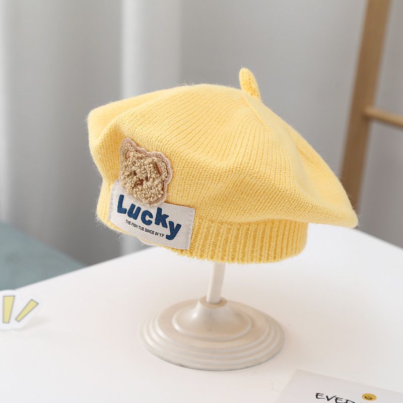 Children's hat autumn and winter infant knitted beret cute bear boy and girl baby painter wool hat trendy