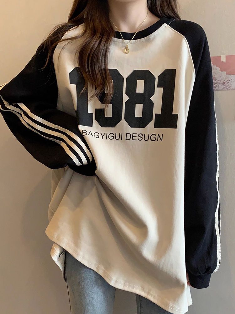 中長款衛衣女裝春秋冬季薄款寬鬆顯瘦大碼慵懶風中長款外套上衣女
