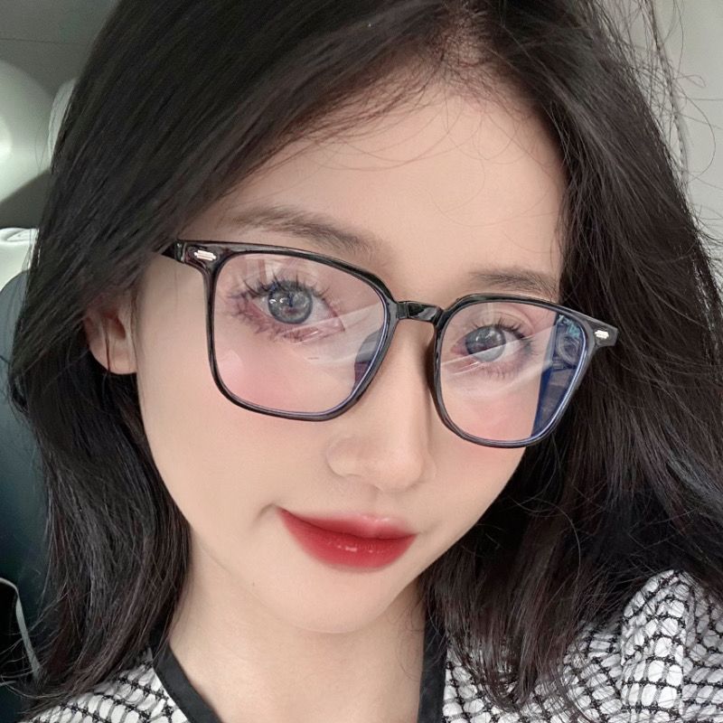 黑框眼鏡女近視度數可配散光素顏大框方圓臉顯瘦防藍光眼鏡框鏡架