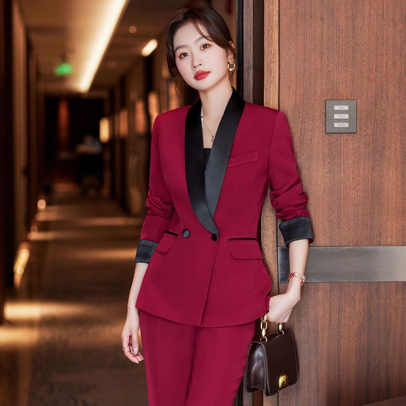 Orange high-end suit suit for women  new temperament suit jacket workplace commuting casual professional formal wear