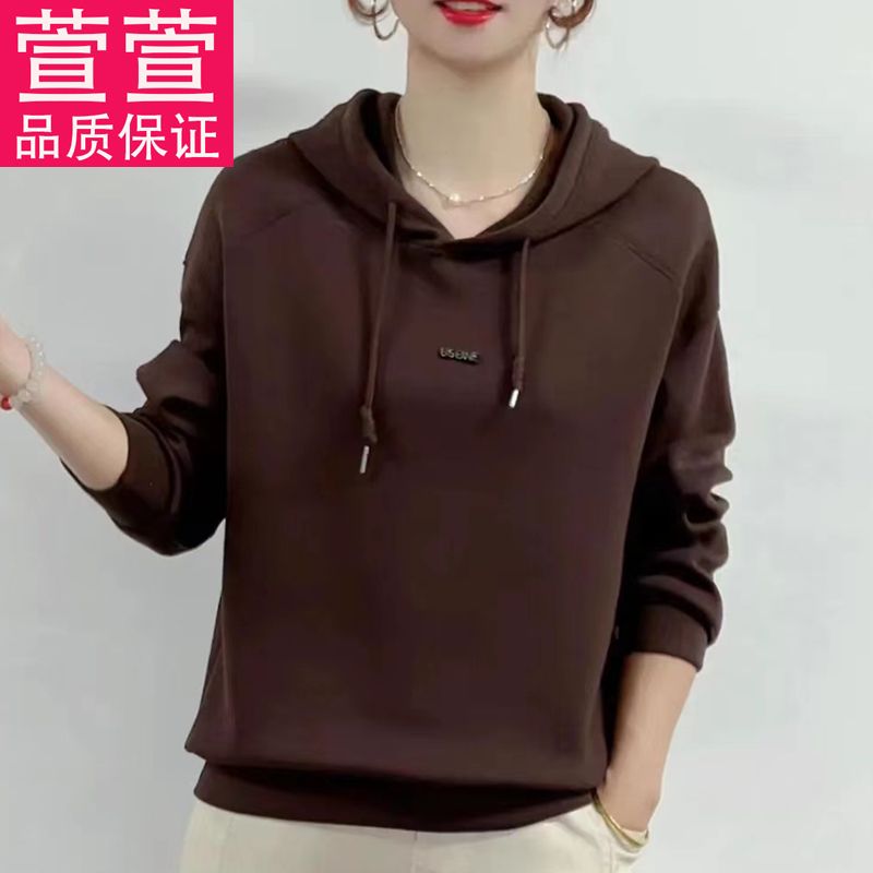 網紅爆款女裝春秋季新款減齡百搭寬鬆連帽衛衣女洋氣女士休閒上衣