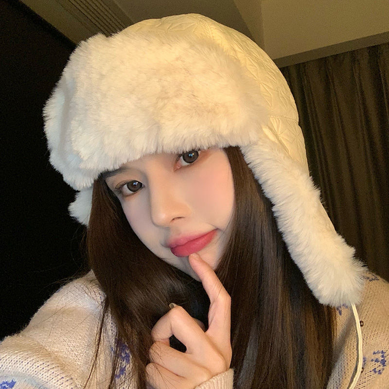雷鋒帽子女秋冬毛絨雙層加厚護耳飛行帽戶外騎行滑雪包頭帽冷帽男