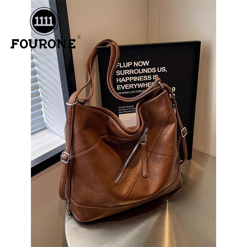 Backpack Women's New Fashion Soft Leather Shoulder Underarm Bag Large Capacity Commuting Crossbody Tote Bag