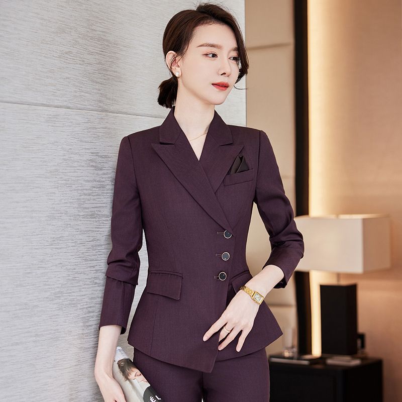 Professional suit suit for women in autumn and winter, capable and temperamental, women's formal wear, front desk work clothes, hotel manager work clothes, high-end