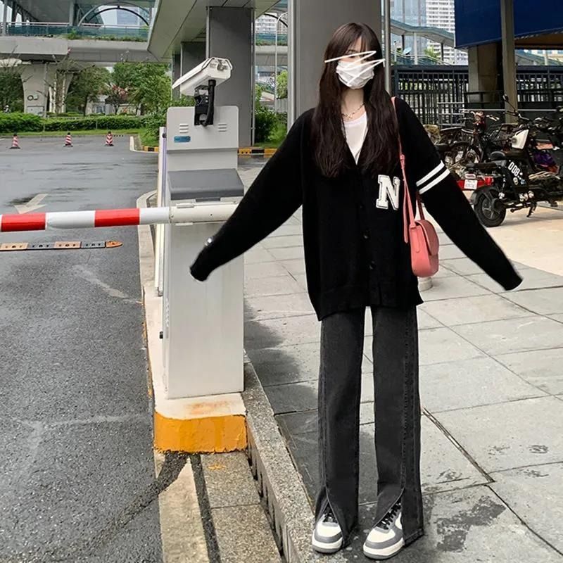 復古高腰闊腿牛仔褲女2023年新款秋季寬鬆直筒顯瘦小個子拖地褲子