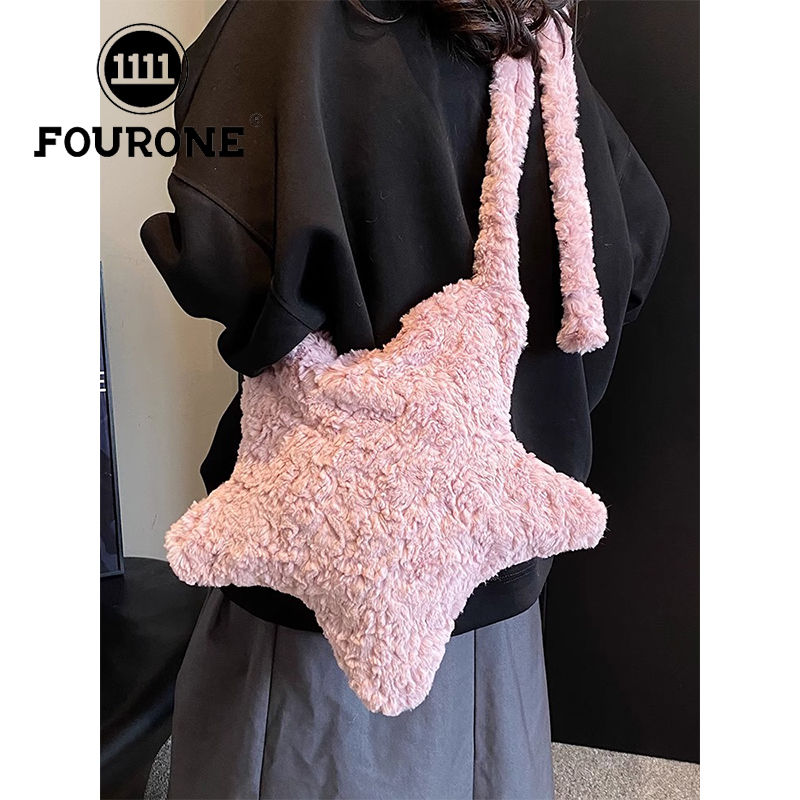 Plush velvet bag for women, large capacity, new niche design, single shoulder crossbody bag, high-end furry bag