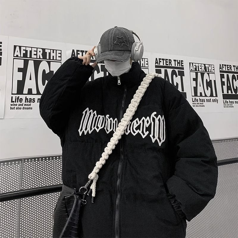 美式復古質感棉服男高級感外套冬加厚潮牌街頭oversize麵包服棉衣