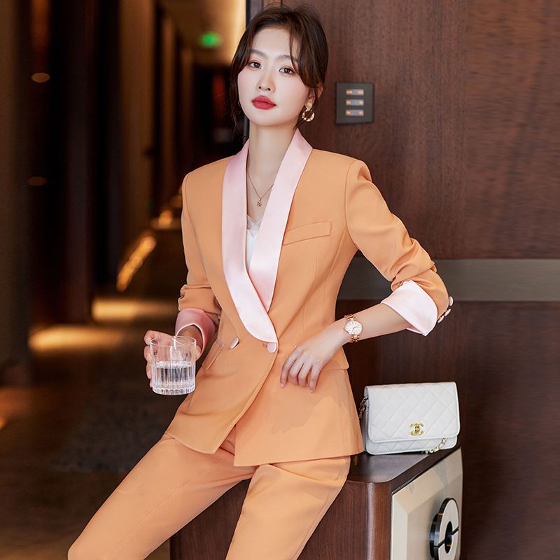Orange high-end suit suit for women  new temperament suit jacket workplace commuting casual professional formal wear