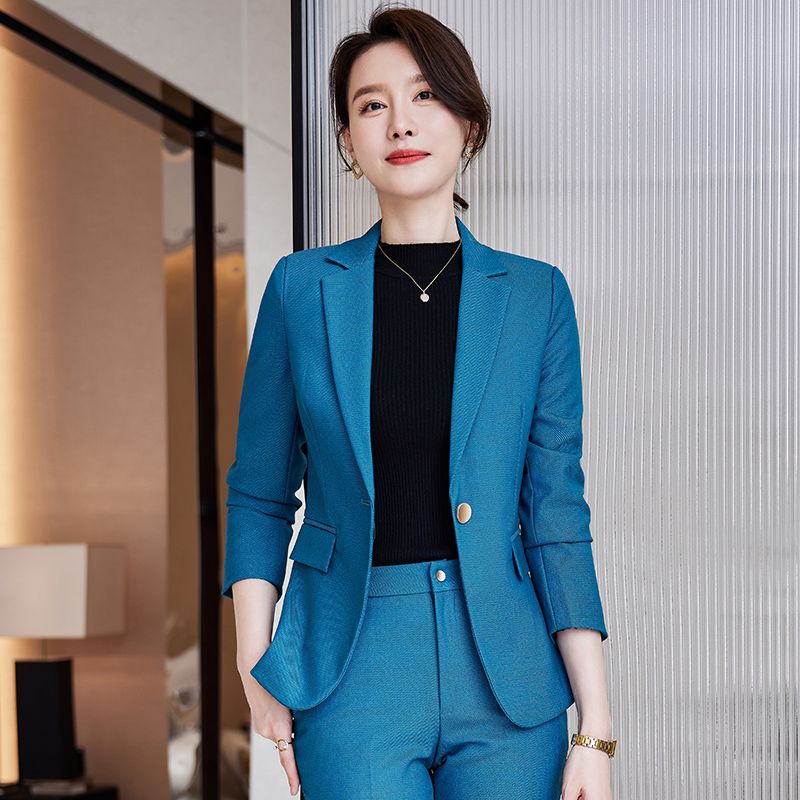 Blue suit suit for women autumn and winter 2023 new high-end professional formal wear hotel manager work clothes suit jacket