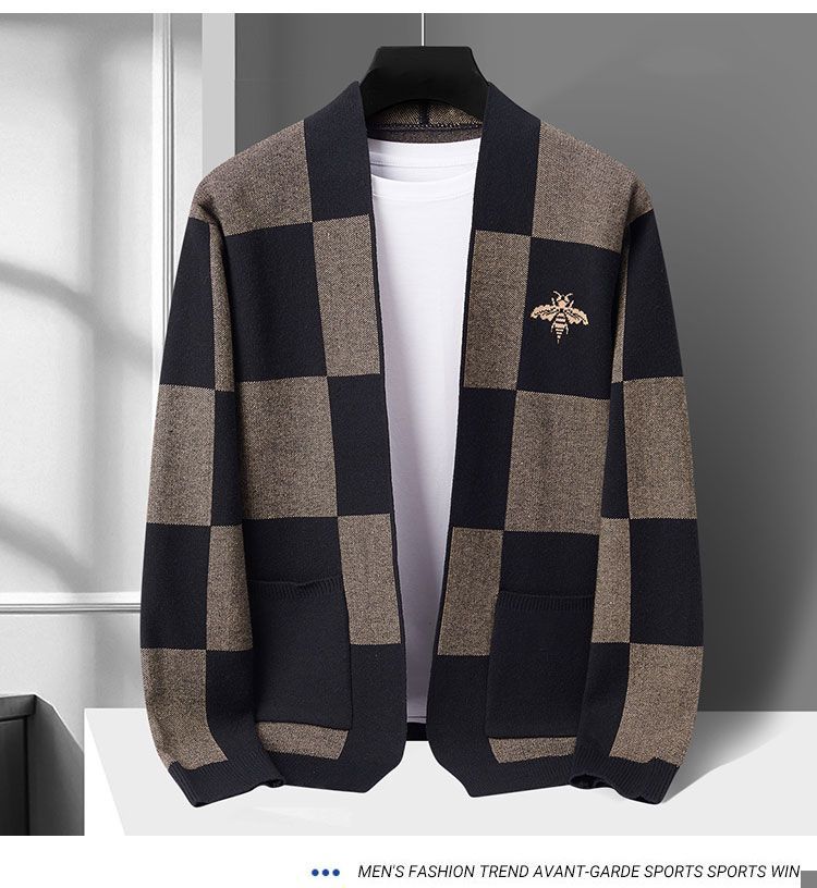 Veste cardigan occidental haut de gamme pour hommes, vêtements d'extérieur avec un pull paresseux de style coréen pour le tricot d'hiver_voghion.com