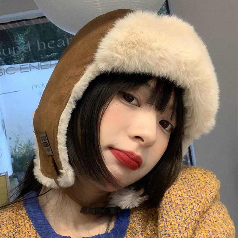 雷鋒帽子女秋冬百搭麂皮絨保暖護耳飛行帽冬季騎行滑雪加厚毛絨帽