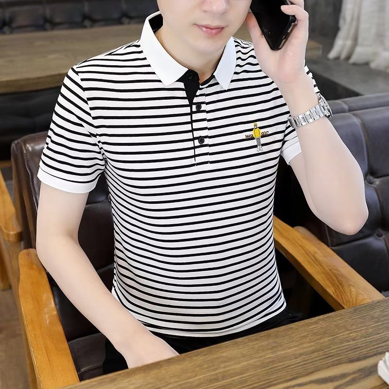 男士POLO衫短袖韩版潮流黑色T恤ins潮牌半袖2024新款夏季男装体恤