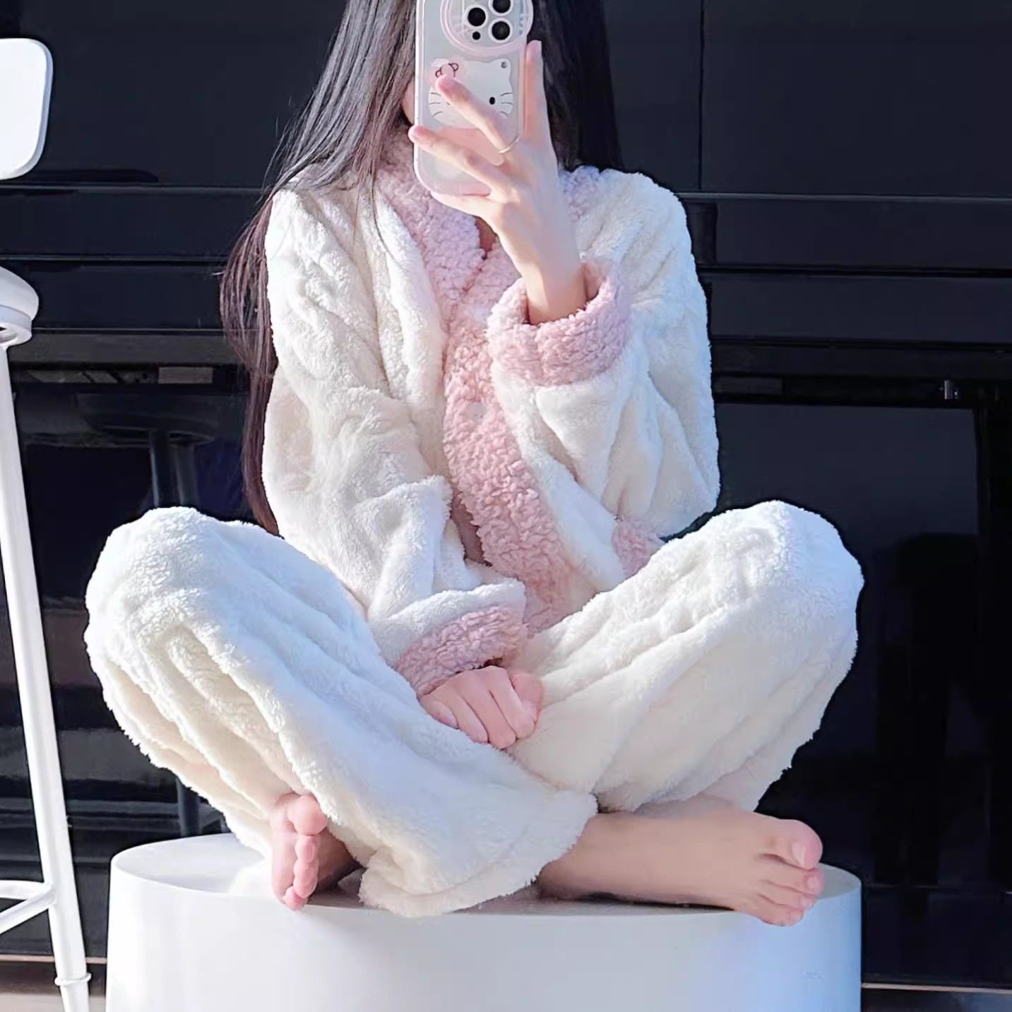 加厚珊瑚絨睡衣女秋冬季長袖新款網紅ins家居服保暖套裝外穿冬天