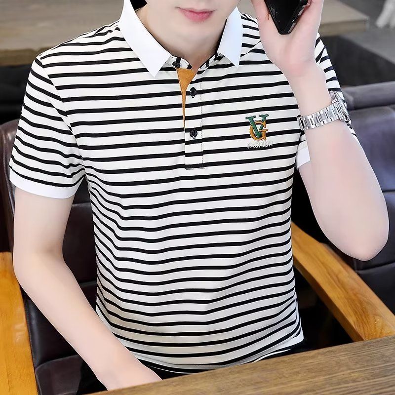 男士POLO衫短袖韩版潮流黑色T恤ins潮牌半袖2024新款夏季男装体恤