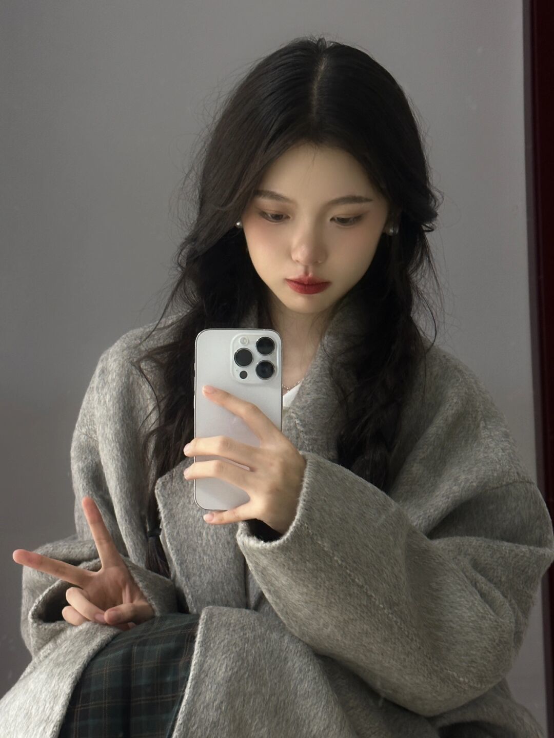 美拉德高级感长款毛呢大衣女学生冬季新款韩版复古西装领风衣外套
