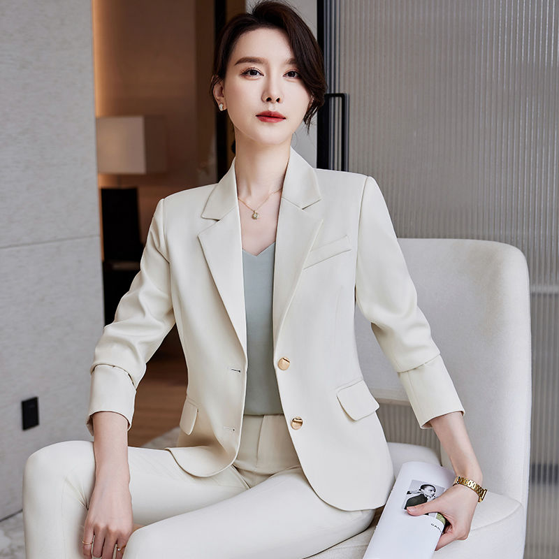 Apricot blazer women's autumn and winter 2023 new high-end temperament professional formal wear front desk work clothes suit suit