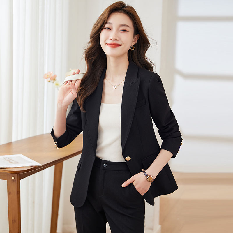 Black small suit suit for women in autumn and winter new high-end Korean style slim casual professional small man suit jacket