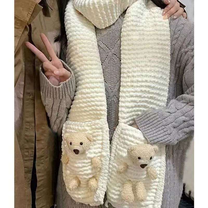 手工diy圍巾口袋熊熊毛線編織神器材料包創意情侶禮物送男友女友