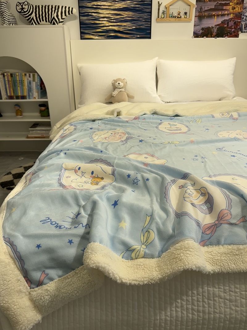 可爱奶油玉桂狗羊羔绒毛毯加厚冬季盖毯办公室牛奶珊瑚绒沙发毯子