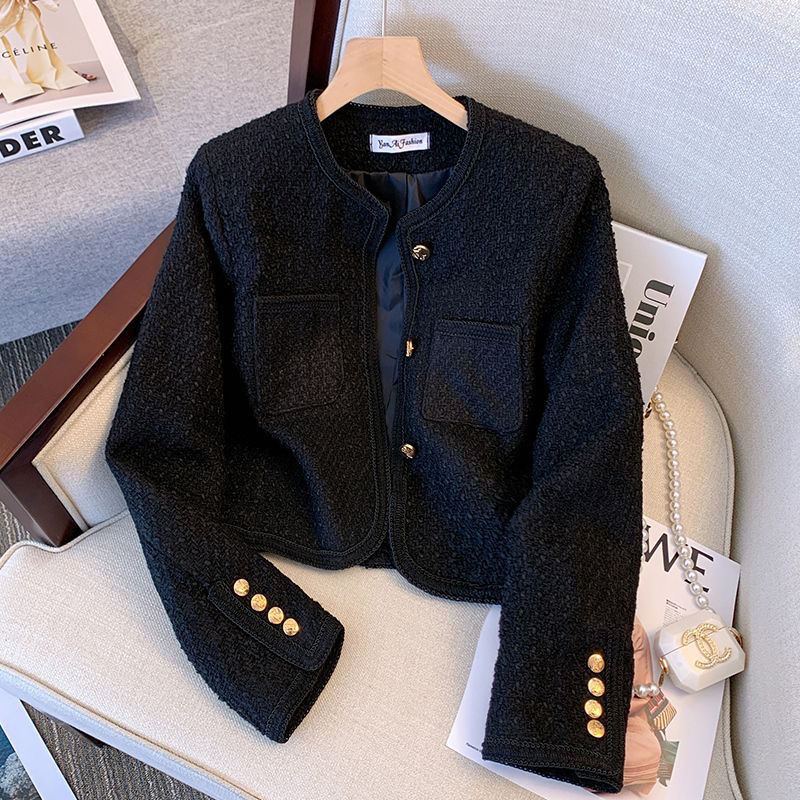 Short black fragrant jacket for women spring and autumn  new popular style light mature style high quality suit for ladies