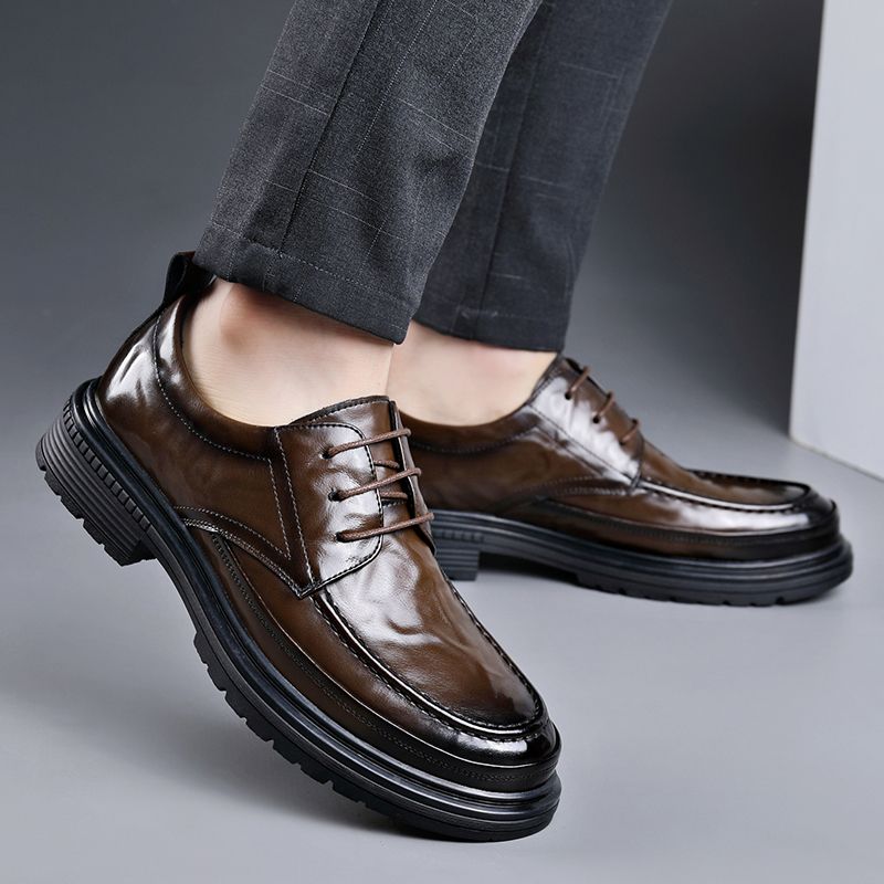 Automne nouvelle robe d'affaires décontracté Style britannique véritable Derby chaussures haut de gamme hommes en cuir_voghion.com