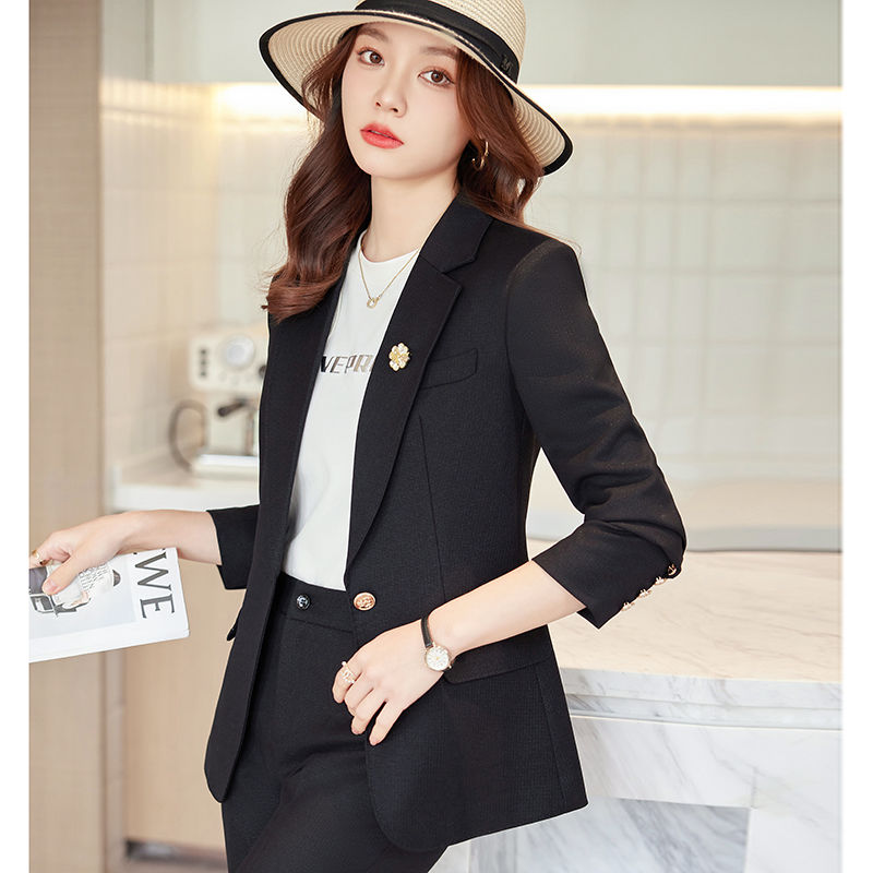 Coffee suit women's autumn and winter 2023 new high-end professional wear formal wear small casual suit jacket