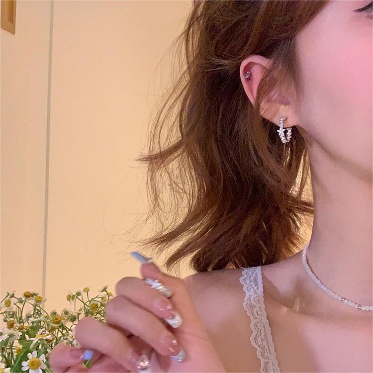 ins風元氣歐尼星星鋯石耳圈女2023年新款潮耳環精緻高級感不掉色